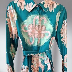 Funky Jellyfish print Pleated A-line dress size 8-10